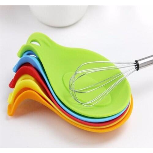 Silicone Spoon Insulation Mat Silicone Heat Resistant Placemat Tray Spoon Pad Drink Glass Coaster Hot Sale Kitchen Tools F0017