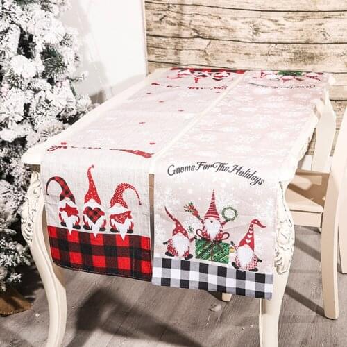Cartoon Forest Man Table Runner Cover Dining Christmas Tablecloth Festival Holiday Party Decor for Xmas New Year