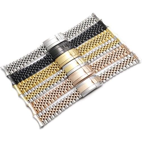 CARLYWET 19 20mm Wholesale Hollow Curved End Solid Screw Links Steel Replacement Jubilee Watch Band Bracelet For Datejust