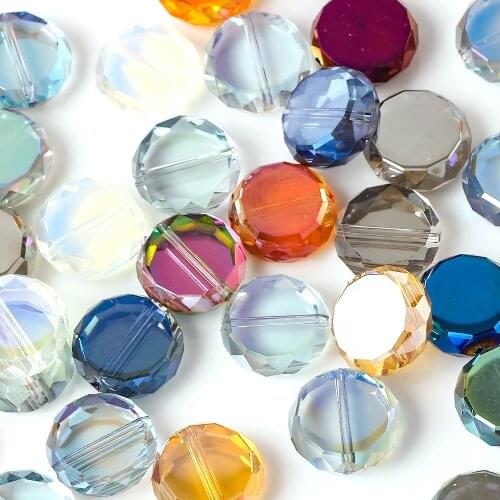Flat Lampwork Glass Beads For Jewelry Making Bulk 12/14mm Faceted Crystal Beads For Bracelets Charms Necklace DIY Crafts 20pcs
