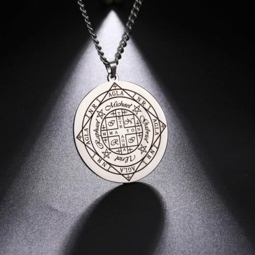 Supernatural Talisman Charm Necklaces Wicca Pendant Enochian Angel Alpha and Sigil of Archangel Magic Vintage Men Necklace