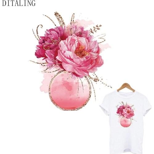 Perfume Thermal Sticker Beautiful Flower Patch Iron On Transfers For Clothes DIY Appliqued On T-Shirt Tops Fashion Women Patches