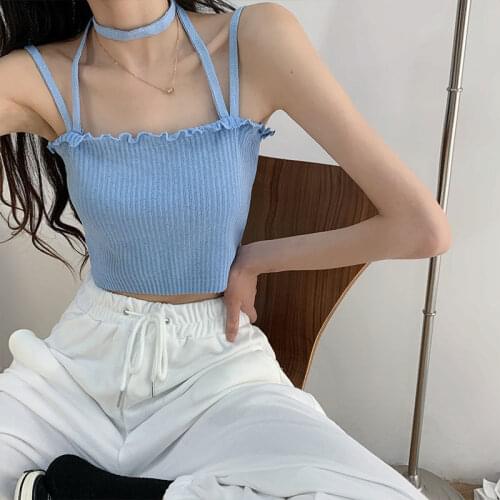 Camisole Slim Sexy Sleeveless Camis Women Bf Chic Students Pure Club Holiday Leisure Popular Stylish Newest Style Cropped