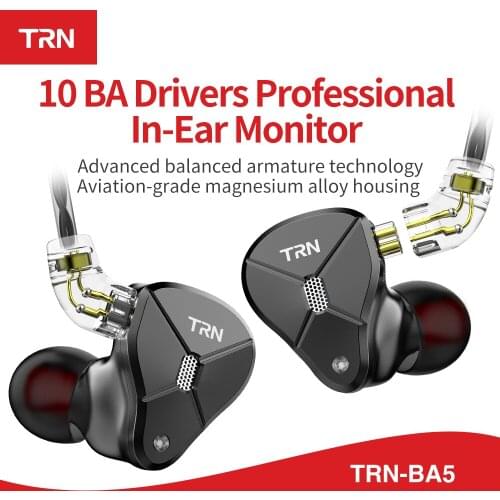 TRN BA5 IEM 10BA Driver Unit In Ear Earphone 10 Balanced Amarture HIFI DJ Monitor Earphone Earbuds With QDC Cable for sport/game