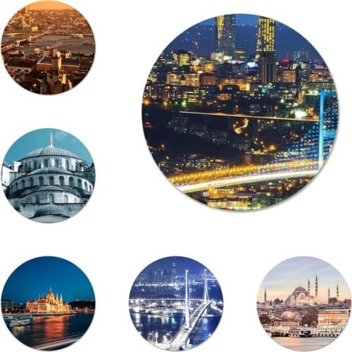 Turkey Istanbul Sceneary Pattern Icons Pins Badge Decoration Brooches Metal Badges For Backpack Decoration