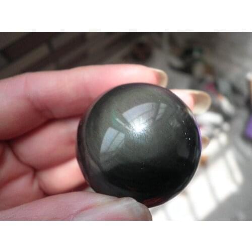 Gorgeous 35mm Obsidian Crystal Sphere Ball Great Rainbow Eye Mexigo Rare