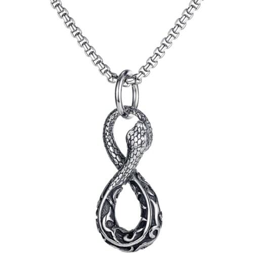 Vintage Animal Snake Pendant Chain For Men Necklace Stainless Steel Punk Jewelry