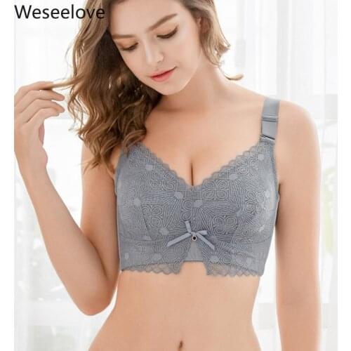 Weseelove Underwear Women Ultra-Thin Plus Size Push-up Breast Soutien Gorge Femme Lace Sexy Holding Adjustable Full Cup Bra M08