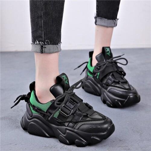 Womens chunky shoes ladies sports shoes footwear leather ladies mesh breathable waterproof platform sports shoes womens shoes