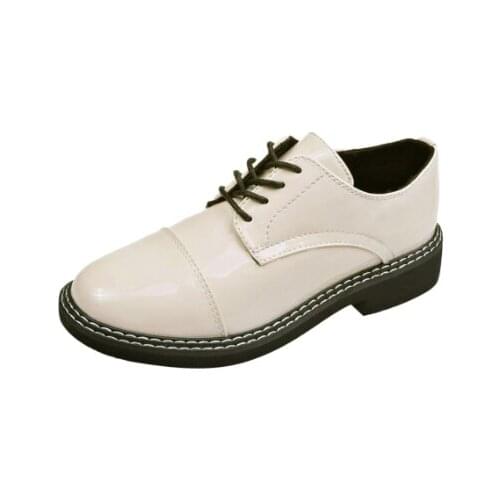 Retro sneakers Women Fashion Sewing Leather Lace Up Shoes trendy woman sneakers Shallow Round Toe Fretwork Shoes Footwear