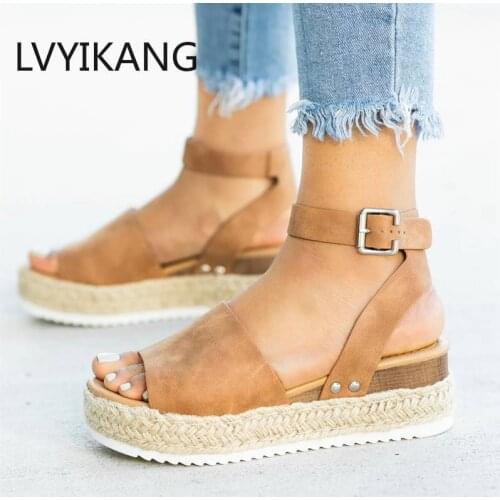 Wedges Shoes For Women High Heels Sandals Summer Shoes 2019 Flip Flop Chaussures Femme Platform Sandals Plus Size 35-43