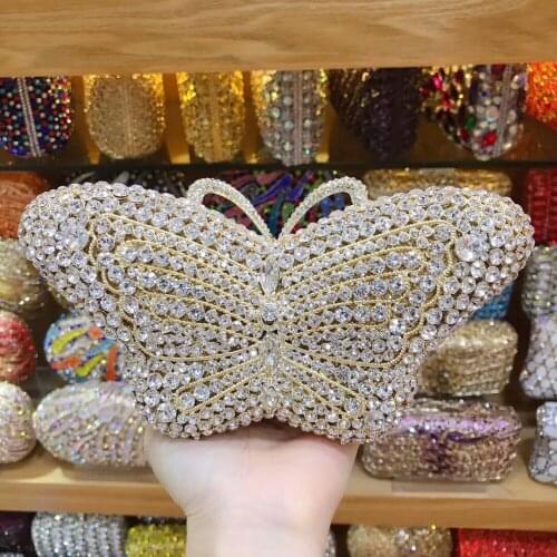 Women butterfly pearl Beaded Evening Bags Bridal Beading Handbags and Purses Wedding Party Clutch Bag Ladies Small Bag wallets