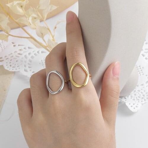 Irregular Hollow Ellipse Geometric Open Minimalist Irregular Hollow Ellipse Gold Silver Color Geometric Ring For Women Open Ring