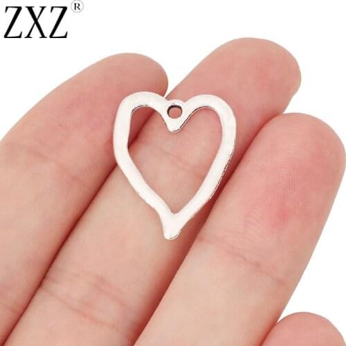 ZXZ 20pcs Tibetan Silver Hollow Open Heart Charms Pendants Beads for Jewelry Making Findings 24x19mm