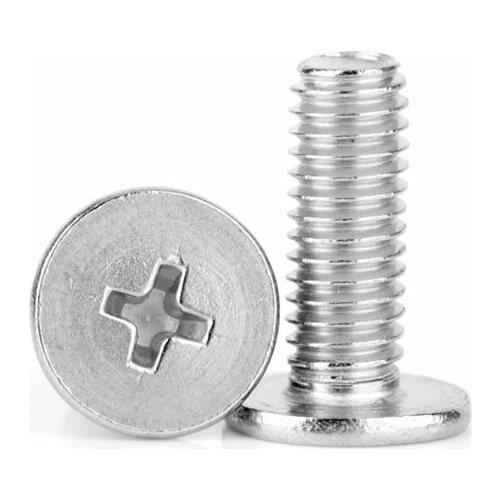 10/50pcs CM M1.4 M1.6 M2 M2.5 M3 M4 M5 M6 A2 304 Stainless Steel Cross Phillips Ultra Thin Super Low Flat Wafer Head Screw Bolt