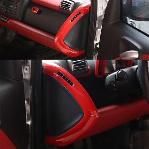 2pcs Car Dashboard Mouldings Trim Center Console Side Cover Sticker for Smart fortwo 2009 2010 2011 2012 2013 2014 Styling
