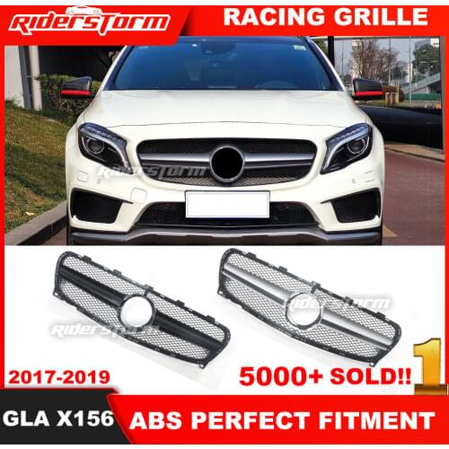For New mercedez GLA Class X156 Facelift Diamond Grille Black Silver Front Bumper Racing Grill 2017-2018 GLA200 GLA220 GLA260