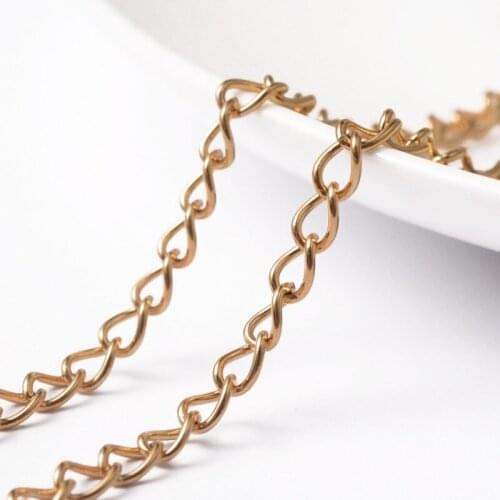 25m/roll 5.5x4x0.8mm Unwelded 304 Stainless Steel Curb Chains with Spool Golden Color for Jewelry Making DIY Necklace Bracelet