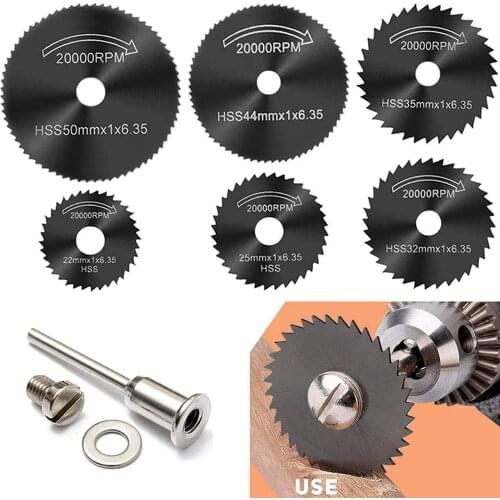 6pcs HSS Circular Saw Blade Rotary Tool For Dremel Metal Cutter Power Tool Set Wood Cutting Discs Drill Mandrel Cutoff