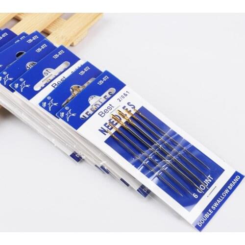 6pcs Multi-size Gold Color Tail Large Eye Sewing Needles Hand Sewing Needle Pins Set DIY Patches Hand Embroidery Sewing Tool