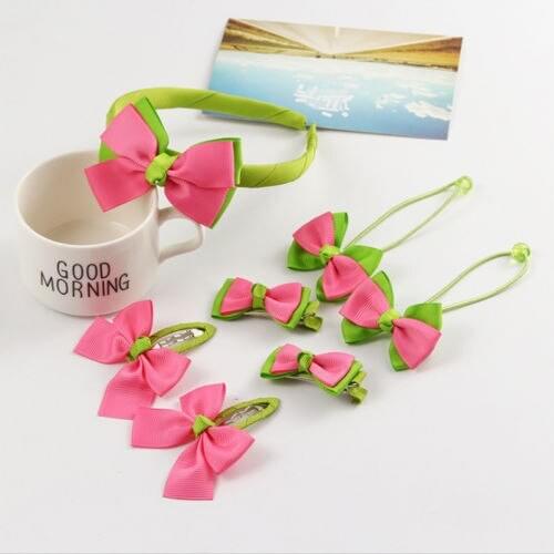 7Pcs/set Cute Kids Girl Baby Toddler Bow Barrette Hair Band Accessories Colorful Headwear Beautiful