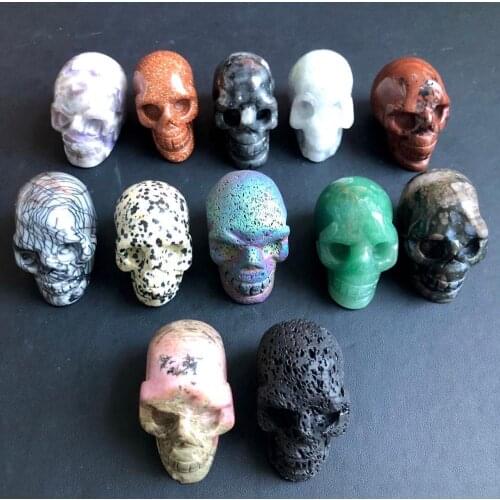 Free Shipping Wholesale Natural 2 inches crystal skulls healing wicca stone for home decoration or skull collection nxt