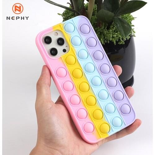 Fashion Rainbow Silicone Phone Case For Huawei P40 P30 Pro P30Pro honor 30s Nova 5 6 7 Pro 7SE 8 Reliver Stress Pop Bubble Cover