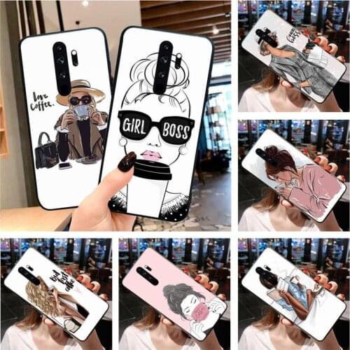 Princess Female Boss Coffee Phone Case for Redmi 9A 8A 7 6 6A Note 9 8 8T Pro Max Redmi 9 K20 K30 Pro