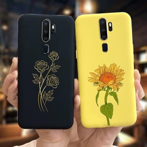 Sunflower Case For OPPO A5 A9 A31 2020 Phone Case Black Yellow Luxury TPU Matte Coque For OPPOA5 CPH1931 A 5 A 9 A 31 Soft Cover