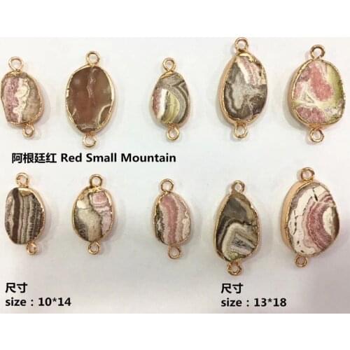 CT23 2018 New Gem stone Beads, Natural Grain Oval Shape Small Mountain Stone Connector, 10pcs/lot Wholesale Women Jewelry Making