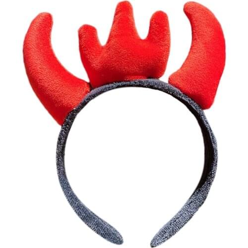 Funny Cartoon Cow Cattle Plush Toy Headband Chinese New Year Ox Horn Animal Hair Hoop Holiday Festival Party Decorative Y1AC