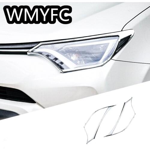 Chrome Front Head Light Lamps Cover Trim Headlight Shade Stickers Car Accesories Styling For Toyota RAV4 RAV 4 2016 2017 2018