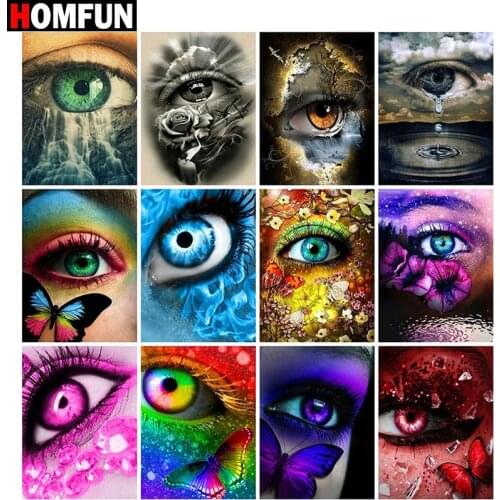 HOMFUN Full Square/Round Drill 5D DIY Diamond Painting "Eyes& butterfly theme" Embroidery Cross Stitch 5D Home Decor Gift