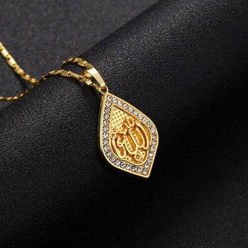 Classic Gold Allah Pendant Necklace Women Mens Jewelry Middle East/Muslim/Islamic Arab Womens Accessories