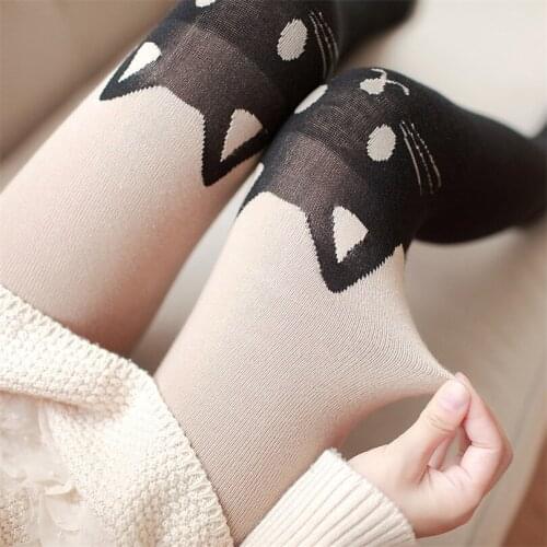 CUHAKCI Cartoon Pantyhose Sheer Stocking Tights New Sexy Stockings Women Tight Cute Tail Leggins Female Bow
