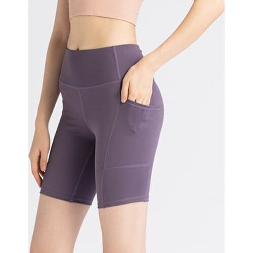 Tights Womens Summer Five-Point Shorts Side Pockets Peach High Waist Hips Fitness Quick-Drying Running Tights Yoga Pants