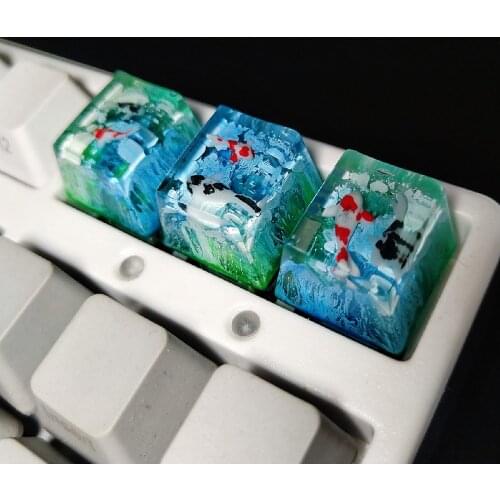 1pc Scenery Koi Backspace Resin Keycaps For Cherry Mx Switch Mechanical Gaming Keyboard Keycaps Personality Handmade Keycaps