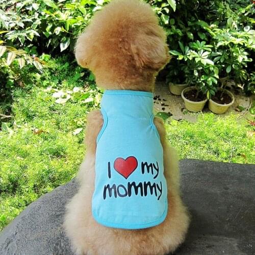 100% Pure Cotton Creative Dog Vest Shirt Clothes Coat Pet Cat Puppy Vests I LOVE MY DADDY MOMMY Clothing For Dogs Costumes