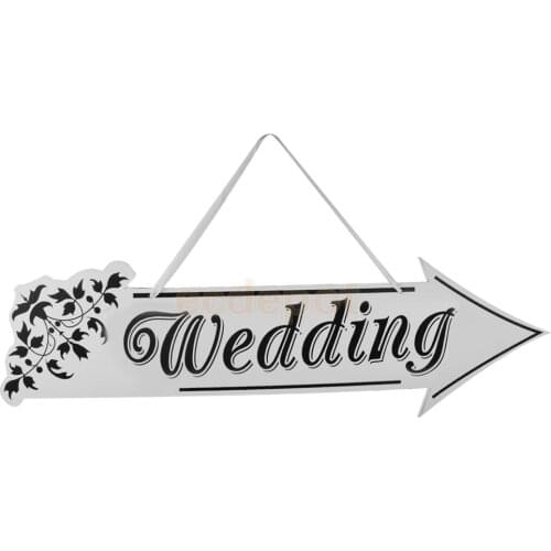 MagiDeal PVC Printed Wedding Left or Right Arrow Direction Sign Wedding Reception Decor Hanging Plaque Board