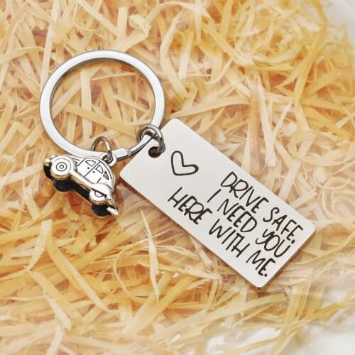 Metal Cute Keyring Car Keychain Family Gift Drive Safe I Need You Here With Me For Husband Father Boyfriend Couples Men