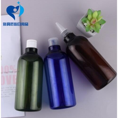 500ml Brown Green Blue Clear Plastic Bottle Nozzle Mouth Lid Lotion Container Yorker Cap Free Shipping Refillable Travel Bottle