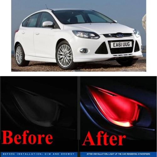 4pc CF style stickers on cars interior inside door handle atmosphere lamp for ford focus 2 3 fiesta kuga mondeo ecosport ranger