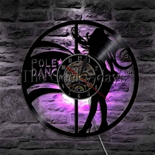 Night Club Pole Dancer Girl LED Wall Lamp Sexy Female Strippers Lady Vinyl Record Wall Clock Home Decor LED Hanging Lamp