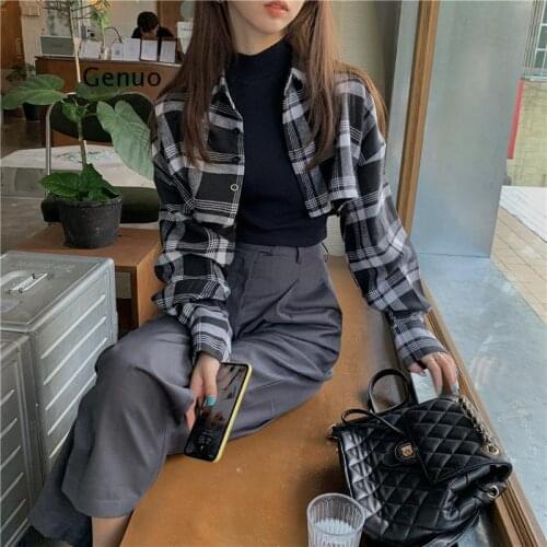 New plaid Shirt Oversize female Top Women Long sleeve Cotton Girls Blouse Autumn Plus Size Women Blouses Plaid blue femme Blusas