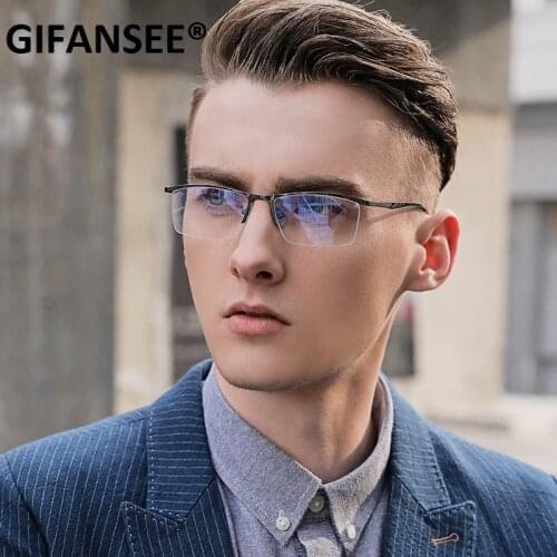 GIFANSEE anti blue light blocking glasses men business metal frame women rimless eyeglasses Computer mobile phone game eyewear