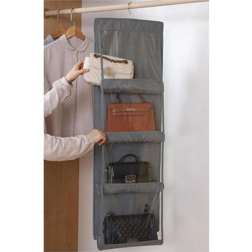 8 Slots Hanging Storage Bag Home Handbag Organizer Non-Woven Storage Holder PVC Purse Closet Hanger Display Bag
