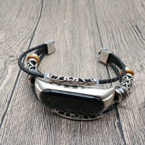For Xiaomi Band 3 Retro Watch Band Real Leather With Jewelry Wrist Strap For Xiaomi Mi3 Watchbands Bracelet horloges bandje