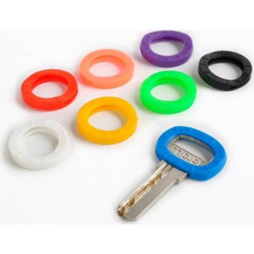 8pcs Bright Colors Hollow Silicone Key Cap Covers Topper key holder Keyring Rings Key Case Bag Organizer Wallets