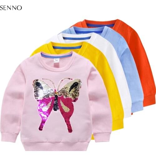 Magic Discoloration Sequin Butterfly Sweatshirt Kids Girls Hoodies And Sweatshirts Outerwear Clothes Girl Pullovers Sweatshirts