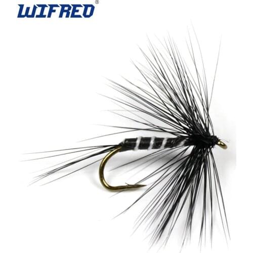 Wifreo 10PCS #10 Black Zebra Mosquito Fly Trout Fishing Dry Flies Fly Fishing Bait Fly